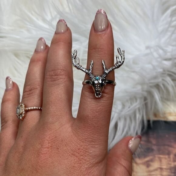 Jewelry - Deer Turquoise Adjustable Western Ring
